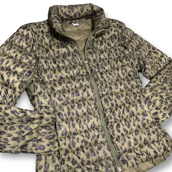 Leopard Puffer Jacket Quilted Narrow Channel Women's Small - Picture 2 of 14